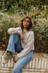 Heather Beige Drop Shoulder Knit Sweater