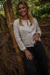 Heather Beige Buttoned Cardigan Jacket