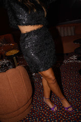 Black Sequined Mini Skirt