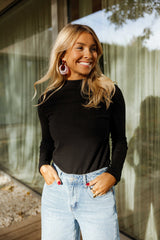 Black Highneck Slim Knit Sweater