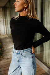 Black Highneck Slim Knit Sweater