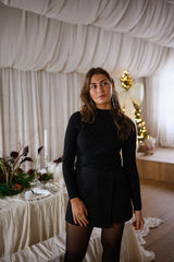 Black Sequined Trim Slim Fit Sweater