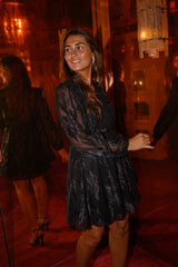 Black Semi-Sheer Long Sleeves Mini Dress