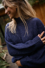 Navy Blue Drop Shoulder Sweater