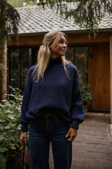 Navy Blue Drop Shoulder Sweater