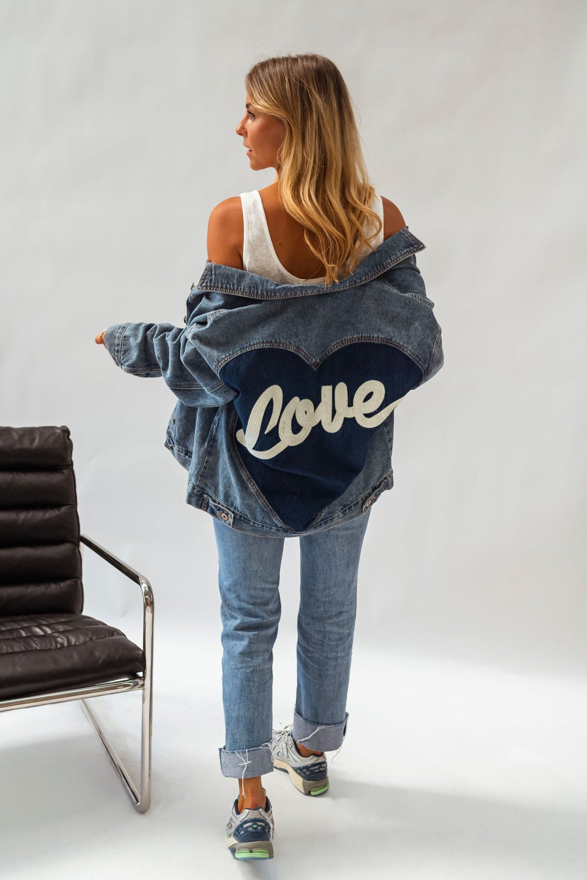 Love Letters Patched Blue Denim Jacket