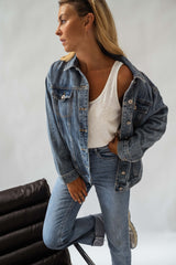 Love Letters Patched Blue Denim Jacket