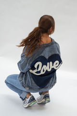 Love Letters Patched Blue Denim Jacket