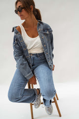 Love Letters Patched Blue Denim Jacket