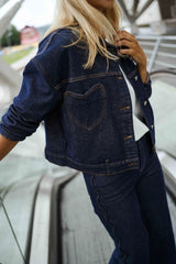 Blue Sweetheart Pockets Denim Jacket