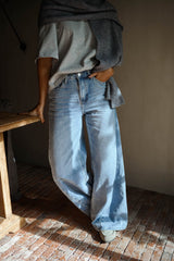 Light Blue Denim Wide-Leg Jeans