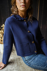 Neat Blue Button Down Knit Cardigan