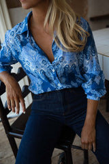 Blue Floral Button Down Shirt