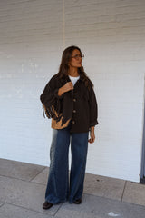 Brown Fringed Detail Jacket