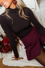 Brown Turtleneck Slim Fit Sweater