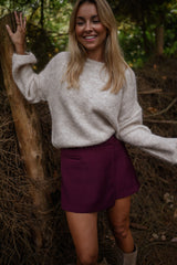 Burgundy Assymetrical Mini Skort