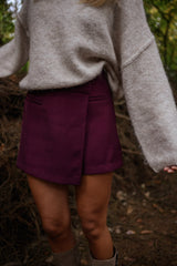 Burgundy Assymetrical Mini Skort