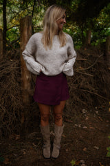 Burgundy Assymetrical Mini Skort