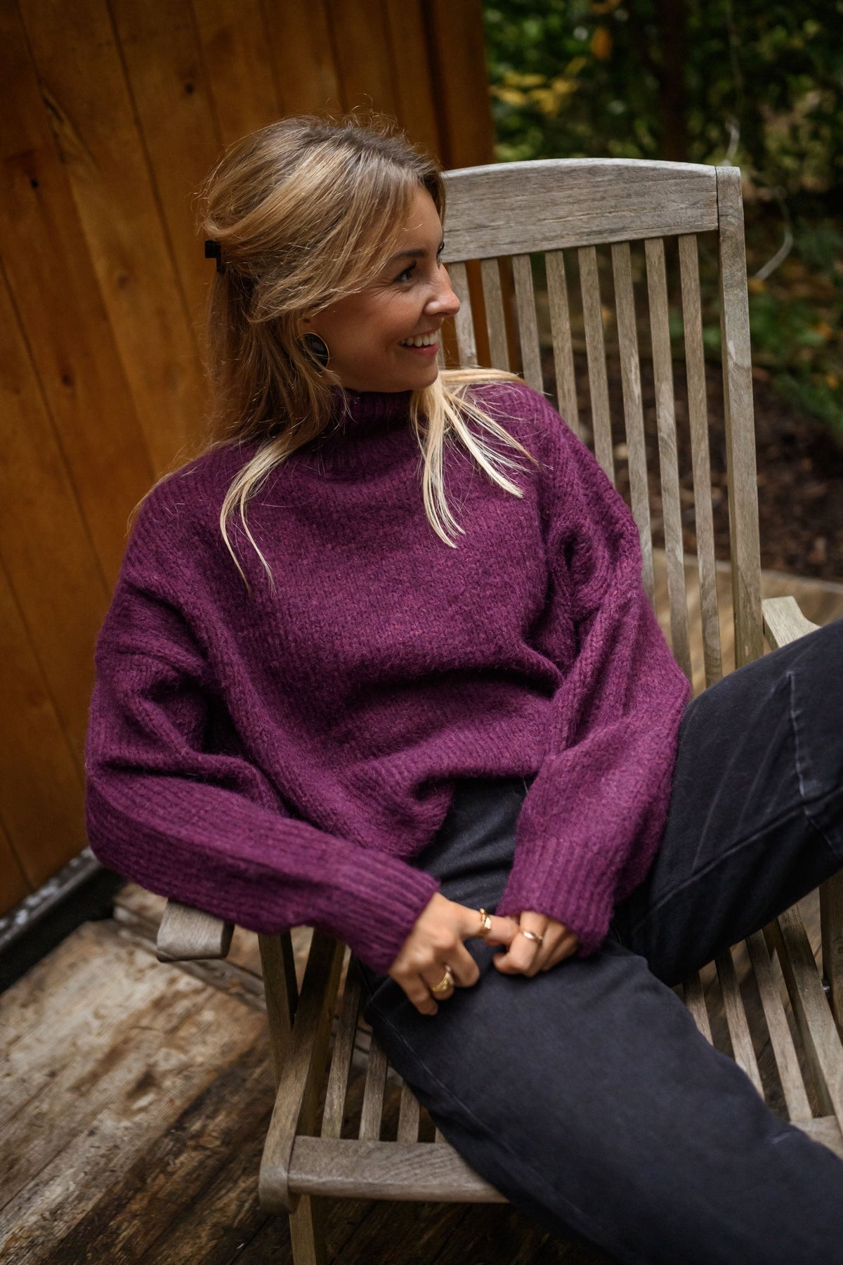 Burgundy Drop Shoulder Knit Sweater