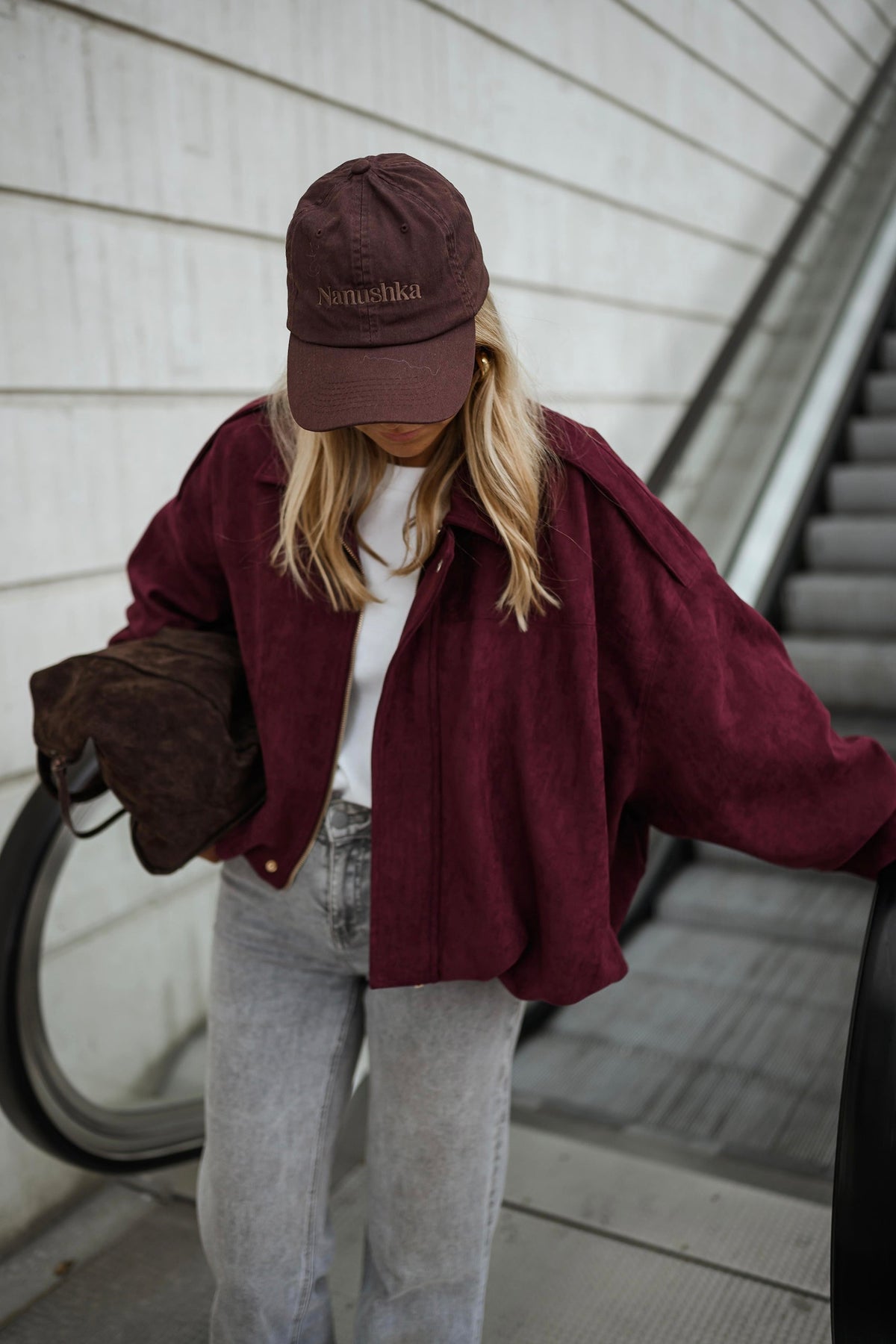 Burgundy Batwing Sleeves Jacket