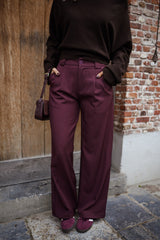 Burgundy Wide-Leg Pants