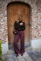 Burgundy Wide-Leg Pants