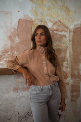 Camel Denim Button Down Overshirt