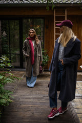 Taupe Double-Breasted Long Woolen Coat