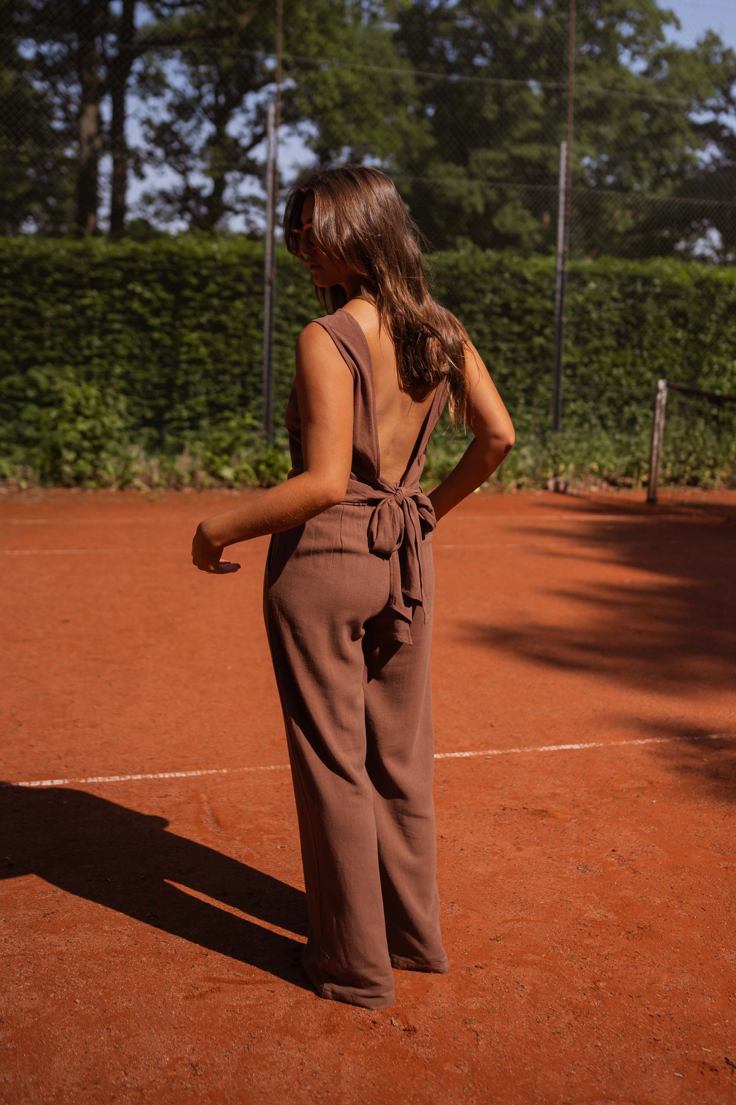 Chocolate Loose Fit Linen Pants