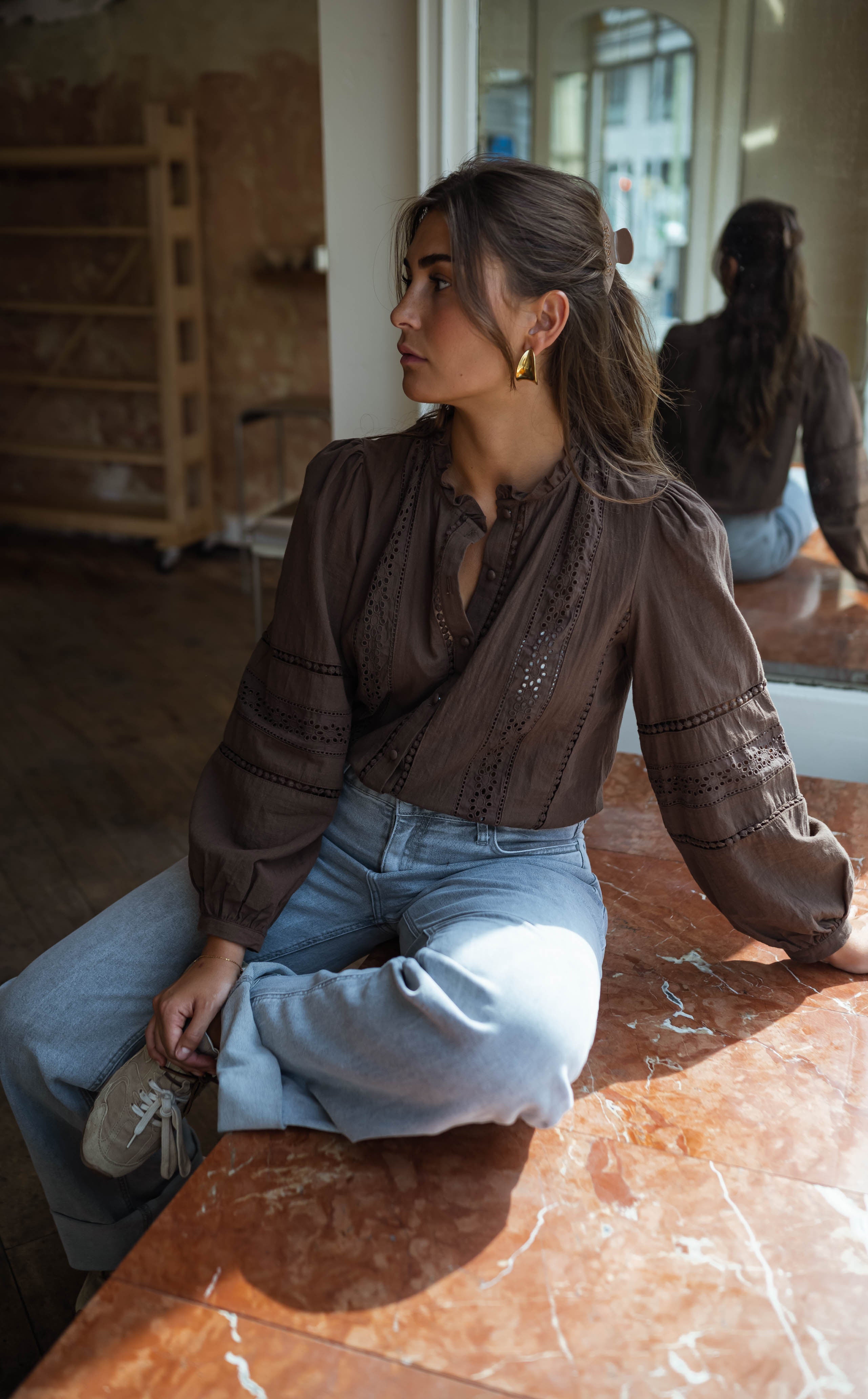 Chocolate Button Down Blouse
