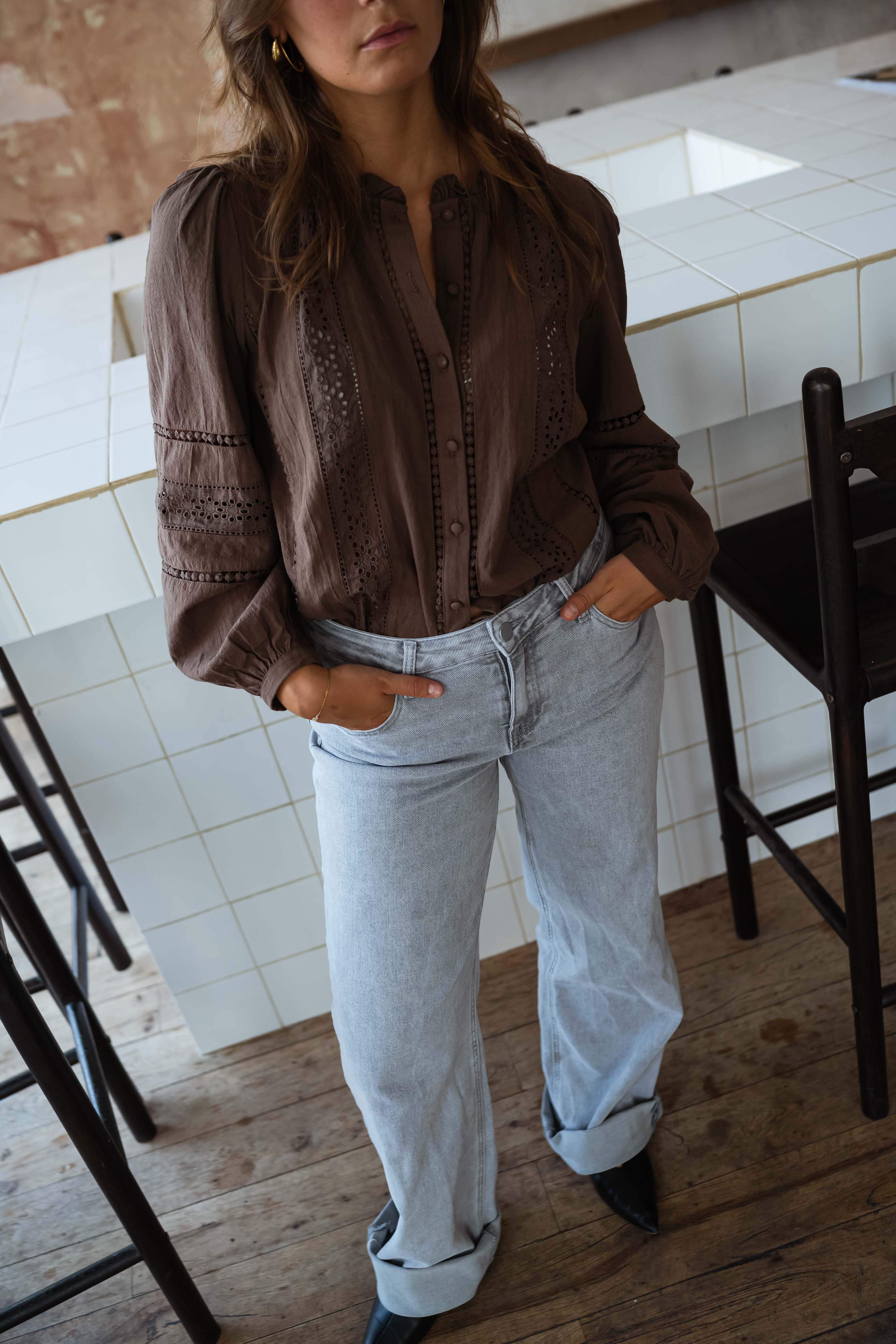 Chocolate Button Down Blouse