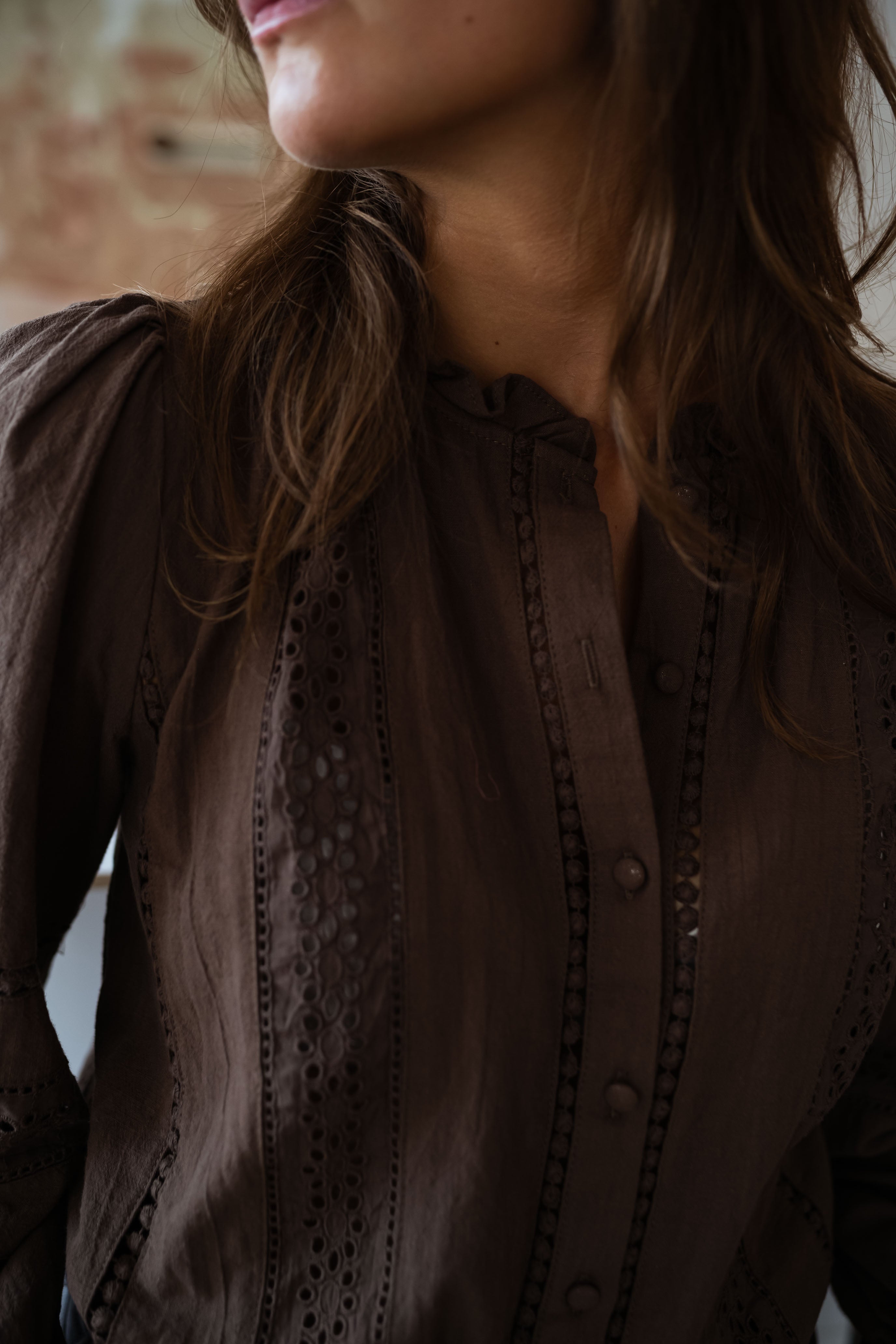 Chocolate Button Down Blouse