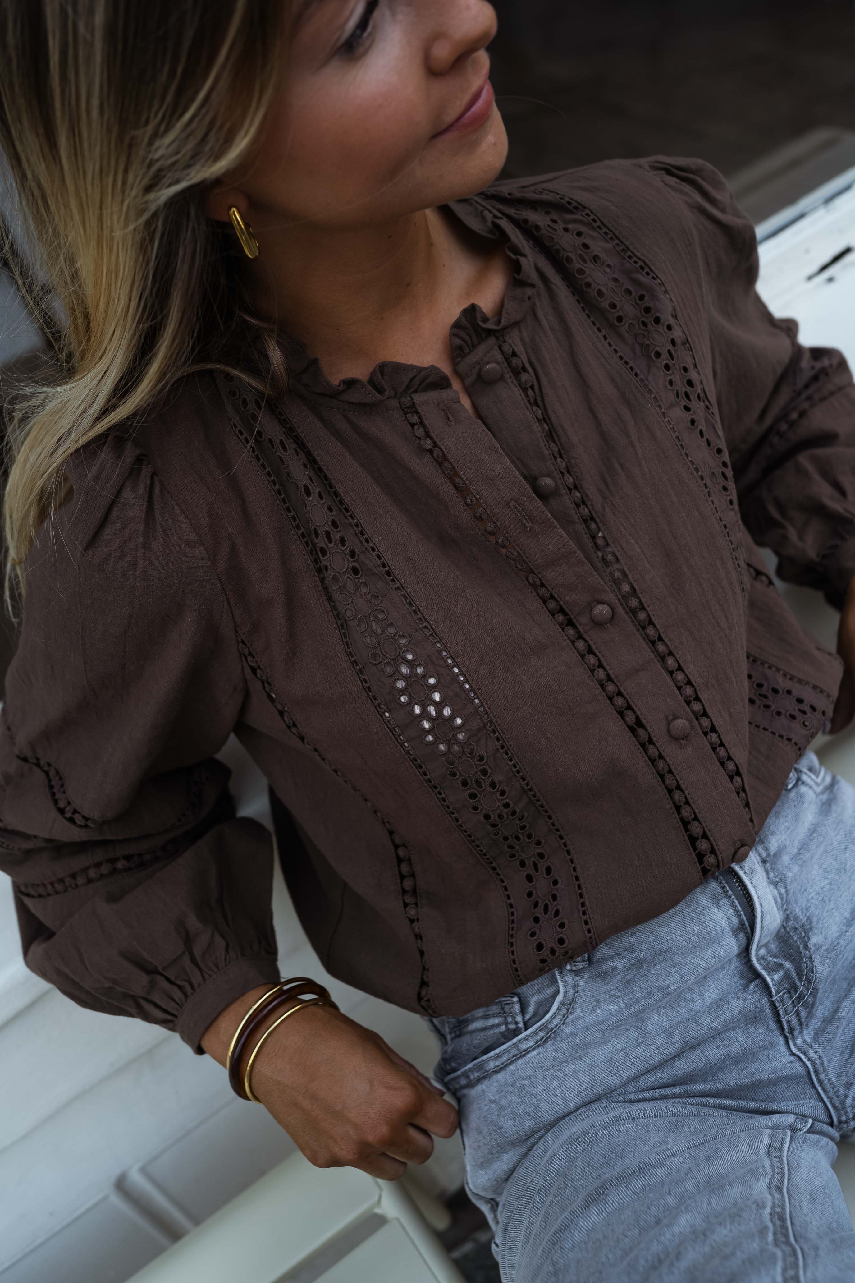 Chocolate Button Down Blouse