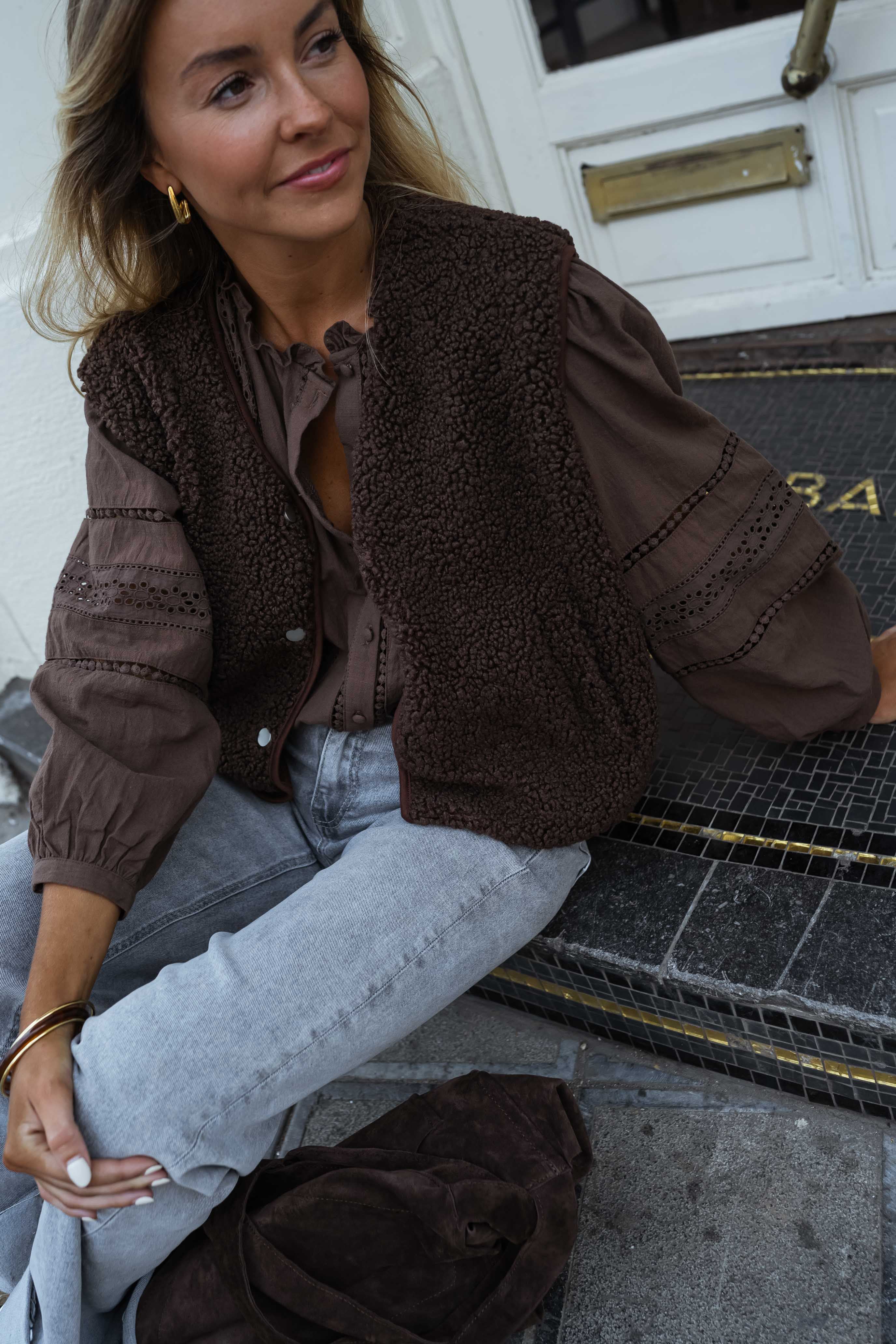 Chocolate Button Down Blouse