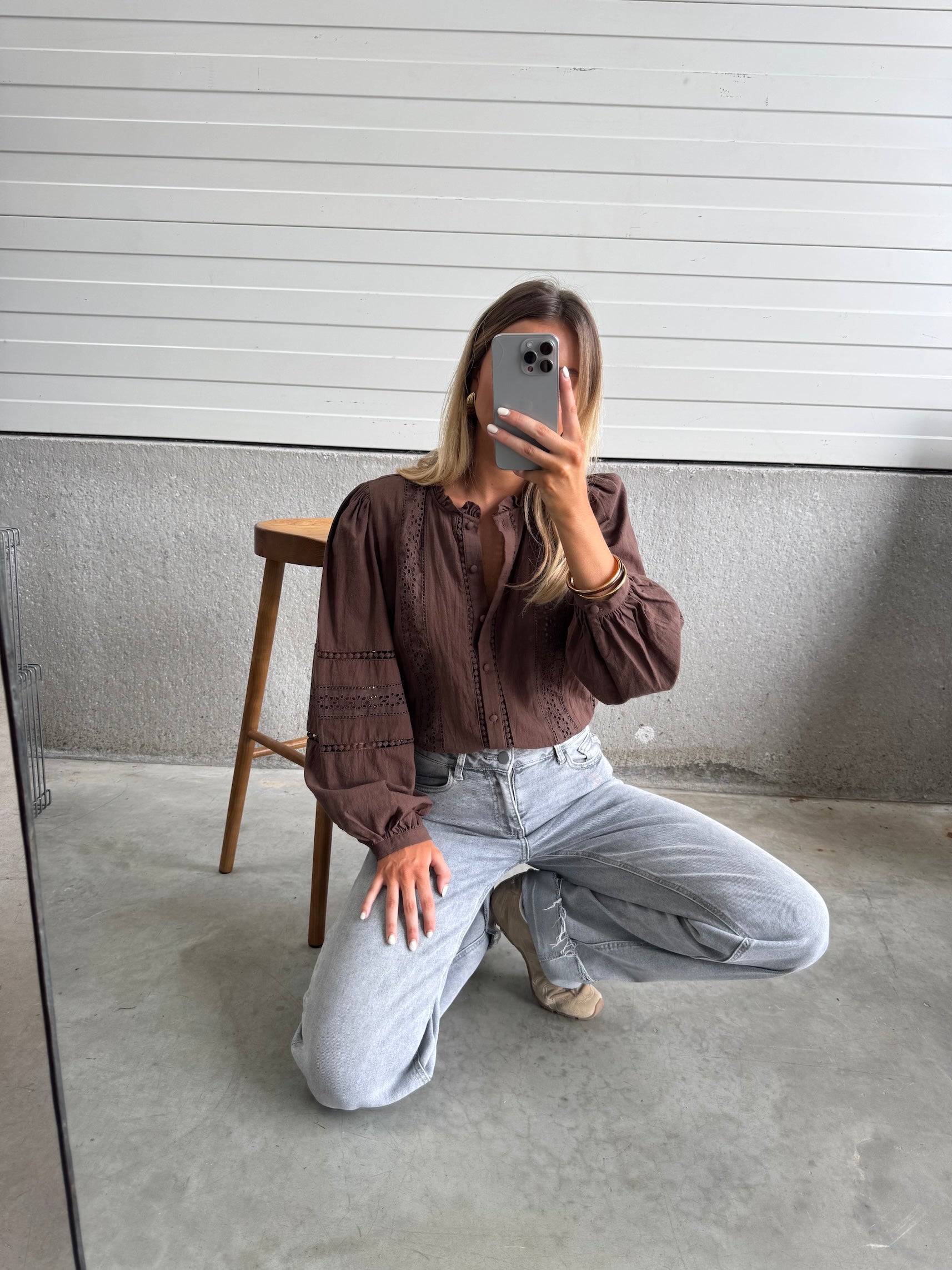 Chocolate Button Down Blouse