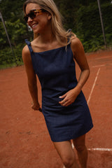 Navy Blue Slim Denim Dress