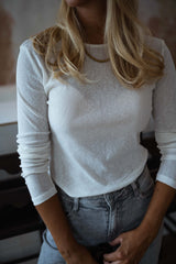 White Semi-Sheer Long Sleeves T-shirt