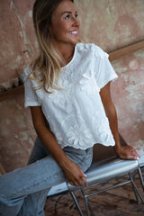 Embroidered Flower Appliqué Blouse