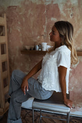 Embroidered Flower Appliqué Blouse