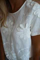Embroidered Flower Appliqué Blouse