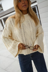Butter Yellow Cable Knit Pullover Sweater
