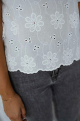 White Crochet Flower Blouse