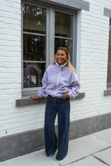 Purple Striped Fleece Coat