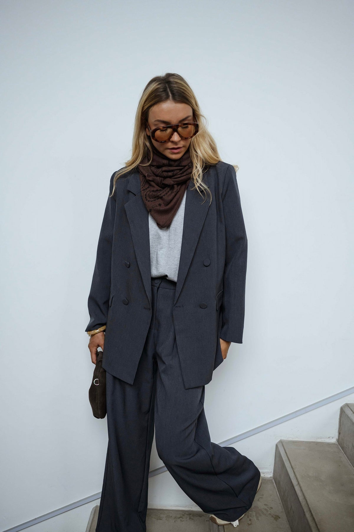 Dark Grey Long Blazer