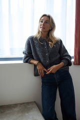 Heathert Deep Grey Button Down Cardigan