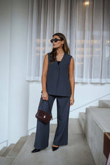 Gray Sleeveless Button Down Vest