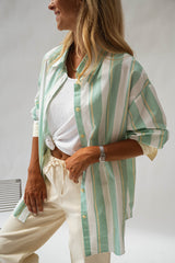 Green Striped Longline Shirt