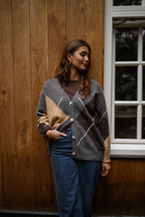 Grey Checkered Button Down Cardigan