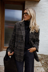 Grey Checkered Double-Breast Coat