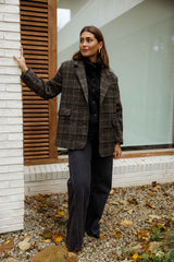 Grey Checkered Double-Breast Coat